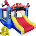 Cloud 9 Inflatable Bounce House and Blower, Race Car Track Theme Bouncer for Kids with Slide and Large Jumping Area
