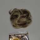 BARSDAR 100% Human Hair Bun Extension - Real Human Hair Highlight Messy Bun Scrunchie for Women - Elastic Wavy Small Updo Chignons Hairpieces Soft Natural Looking Daily, Medium Brown & Light Blonde