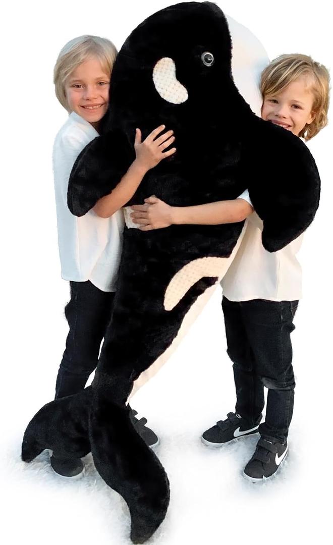 Tezituor 51inch Orca Stuffed Animal, Soft Stuffed Orca Plush Toy, Cuddly Killer Whale Stuffed Animal Blackfish Sea Animal Gift for Kids Boys Girls on Birthday Christmas