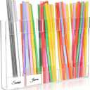 9.8 Large Acrylic Straw Holder for Cabinet Door - Reusable Straw Organizer Storage, Holds 80+ Straws, Ultra Sticky Adhesive Door Mounted, Kitchen Cabinet Accessories Container (Transparent)