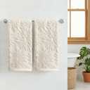Artoid Mode 2 Pcs Beige 3D Dahlia Floral Jacquard Hand Towels for Bathroom, 100% Cotton Soft Absorbent Bathroom Decor Towels, 13.7 x 29.5 Inch