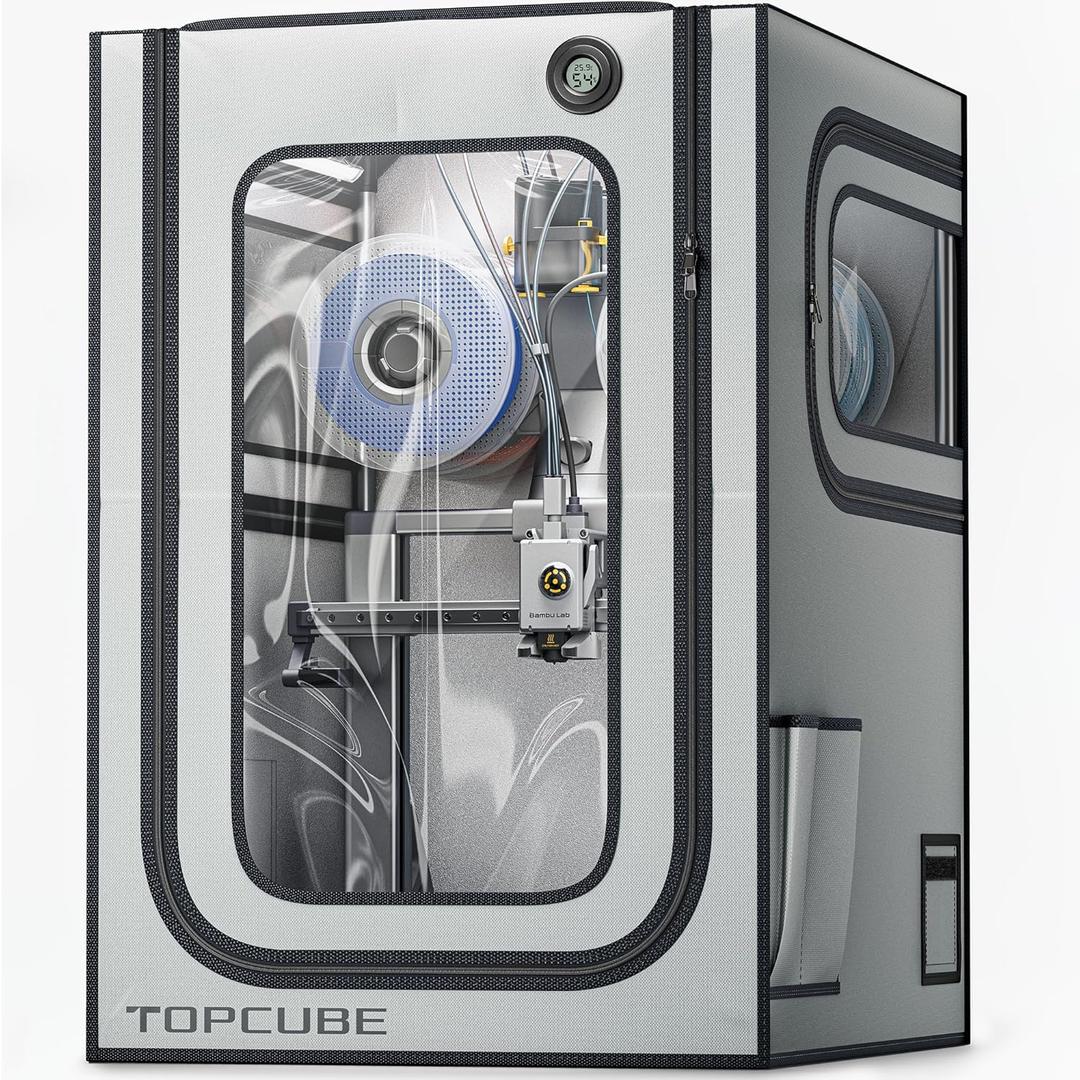 TOPCUBE 3D Printer Enclosure for Bambu Lab A1 Combo, Stainless Steel Frame Enclosure with LED Light for AMS Lite Top Mounting, Fireproof Dustproof Noise Reduction Constant Temperature 3D Printer Cover