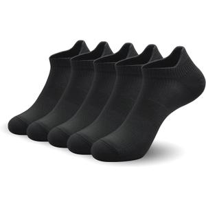 SERISIMPLE Women Ultra Thin Socks Viscose Bamboo Low Cut No Show Ventilating Ankle Anti Odor Arch Support Mesh Socks 5 Pairs (Black, L)