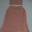 2 Piece Skirt Sets for Women Summer, Floral Sleeveless Tube Top Bodycon Maxi Skirts Y2k Vacation Going Out Outfits (Medium, Red Striped)