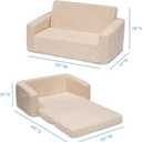 Delta Children Cozee Flip-Out Sherpa 2-in-1 Convertible Sofa to Lounger for Kids, Cream, 30x16.5x15 Inch