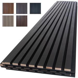 NeatiEase Wood Slat Wall Panels, 4-Piece 96" x 12.6", Soundproof & Noise Cancelling, Acoustic Wall Panels (Black)