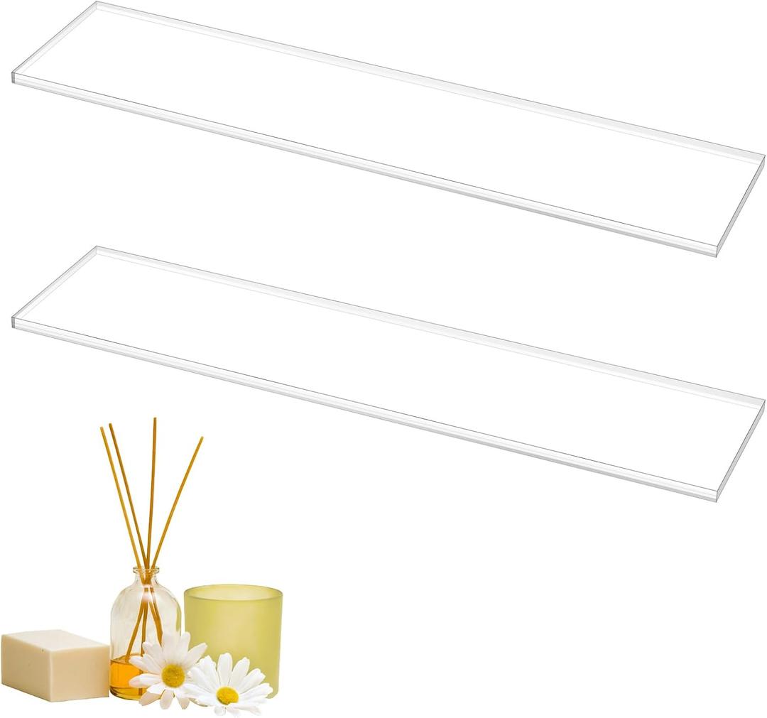 DERTE 2 Pack 13 Inch Medicine Cabinet Shelves 1/4 Inch Thick Acrylic Clear Medicine Replacement Shelf for Wall Mounted and Hanging Cabinets Kitchen Living Room Bathroom