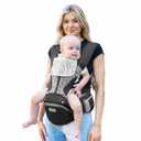 Baby Carrier Pro, MOMTORY Safety-Certified 6-in-1 Ultra Storage Baby Carrier Newborn to Toddler, Detachable Baby Holder Carrier with Hip Seat, Ergonomic Cozy Baby Front and Back Carrier for 7-50lbs (Black)