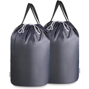 MCleanPin 140L Washable Laundry Bags with Handles,Dirty Clothes Storage for College Dorm or Travel, Laundry Liner Fit Most Laundry Hamper or Basket,2 Pack (Elegant Grey)