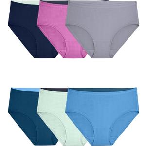 Fruit of the Loom Women's Breathable Underwear, Moisture Wicking Keeps You Cool & Comfortable,  (7, Micro Mesh - Low Rise Brief - 6 Pack - Colors May Vary)