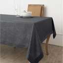 Solino Home Linen Tablecloth 118 x 14 Inch - 100% Pure Linen Charcoal Grey Table Cloth for Rectangular Tables - Athena, Machine Washable Cloth Tablecloth 