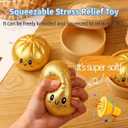 Glitter Dumpling Squishy, Colorful Dumpling Squishes Stress Balls with Steamer, Easter Gifts, Soft Squeeze Decompression Dough for Adults (Blue with Glitter)