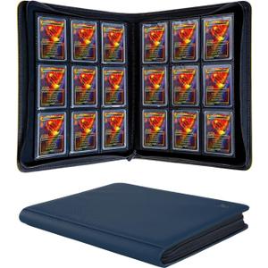 Top loader Binder - Holds 288+ Top Loaders for Cards, 9 Pocket Top Loader Binders with Sleeves for 3" x 4" Rigid Card Holders for Baseball, Football and other Sports Cards (Navy Blue)