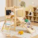 Xilingol Multifunctional 8-in-1 Pikler Set, Foldable Indoor Jungle Gym Playground with Blackboard, Montessori Climbing Toy for Baby, Kids, Toddler