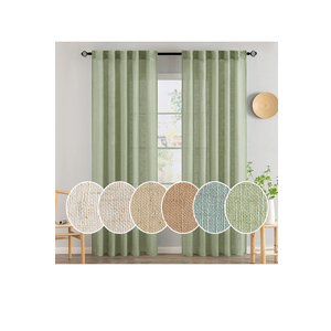MIULEE Sage Green Linen Curtains 84 Inch Length for Bedroom Living Room, Soft Thick Linen Textured Window Drapes Semi Sheer Light Filtering Back Tab Rod Pocket Burlap Look Spring Decor, 2 Panels