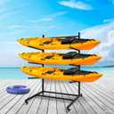 Kayak Storage Racks for Outside, Kayak Stand for Garage, 3 Kayak Garage Storage Rack with Wheels, Hooks Adjustable, Non-Slip Eva Pad for Kayak, Canoe, Surfboard, Paddleboard