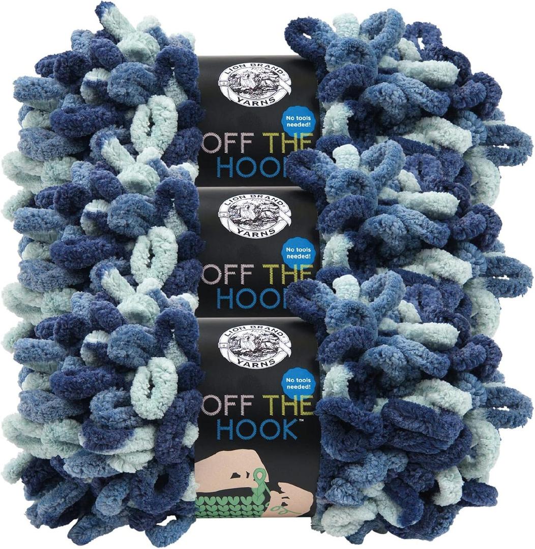 Yarn Off the Hook Yarn, Bulky No-Needle Craft Yarn for Crocheting, Hand-Knitting Yarn, 1-Pack, Blue Sapphire