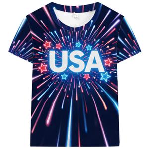 Fourth of July Top 6T Toddler Boys American Flag T Shirt Graphic Polyester USA Star 4th of July Tee Memorial Kids Top