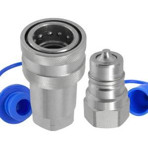 1/4" Ag ISO 7241-A Hydraulic Quick Connect Tractor Couplers with Dust Caps,Poppet Pioneer Style,Hydraulic Quick Coupler 1/4" NPT Thread & Body-1 Sets
