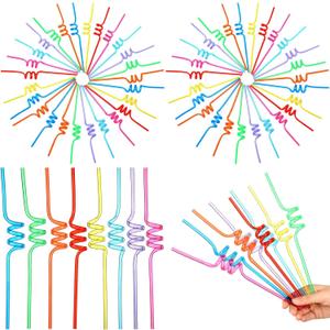 160 Pcs Straws Bulk Colorful Reusable Twisty Bendy Plastic Drinking Straws for Kids Family or Party Use,Adults Birthday Party Wedding Carnival Activities Cocktail