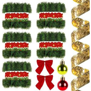 GardenNow 3 Pack 150FT Christmas Garland for Holiday Decoration, Christmas Ribbon Holiday Decor for Outdoor Indoor Artificial Christmas Twist Garland Home Soft Artificial Greenery Party Decoration