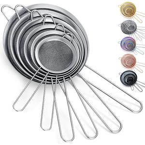 Kyraton Fine Mesh Strainer 6 Pieces Set, Flour Sifter For Baking, Stainless Steel Clander, Matcha Tea Strainer, Gravy Separator, Stasher Sieve Pasta Strainers