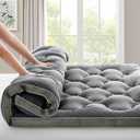 3 Inch Mattress Topper Twin Size Breathable Filled Soft Fluffy Supportive for Back Pain Relief, Bed Mattress Pad Pillow Topper with Extra Thick Padded Protector for 8"-21" Deep Pocket (Gray)