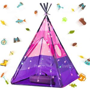 LimitlessFunN Teepee Kids Play Tent | Includes Star Lights & Carrying Case |, Children Indoor Playhouse for Girls, Toddlers, 42" D x 42" W x 60" H (Pink)