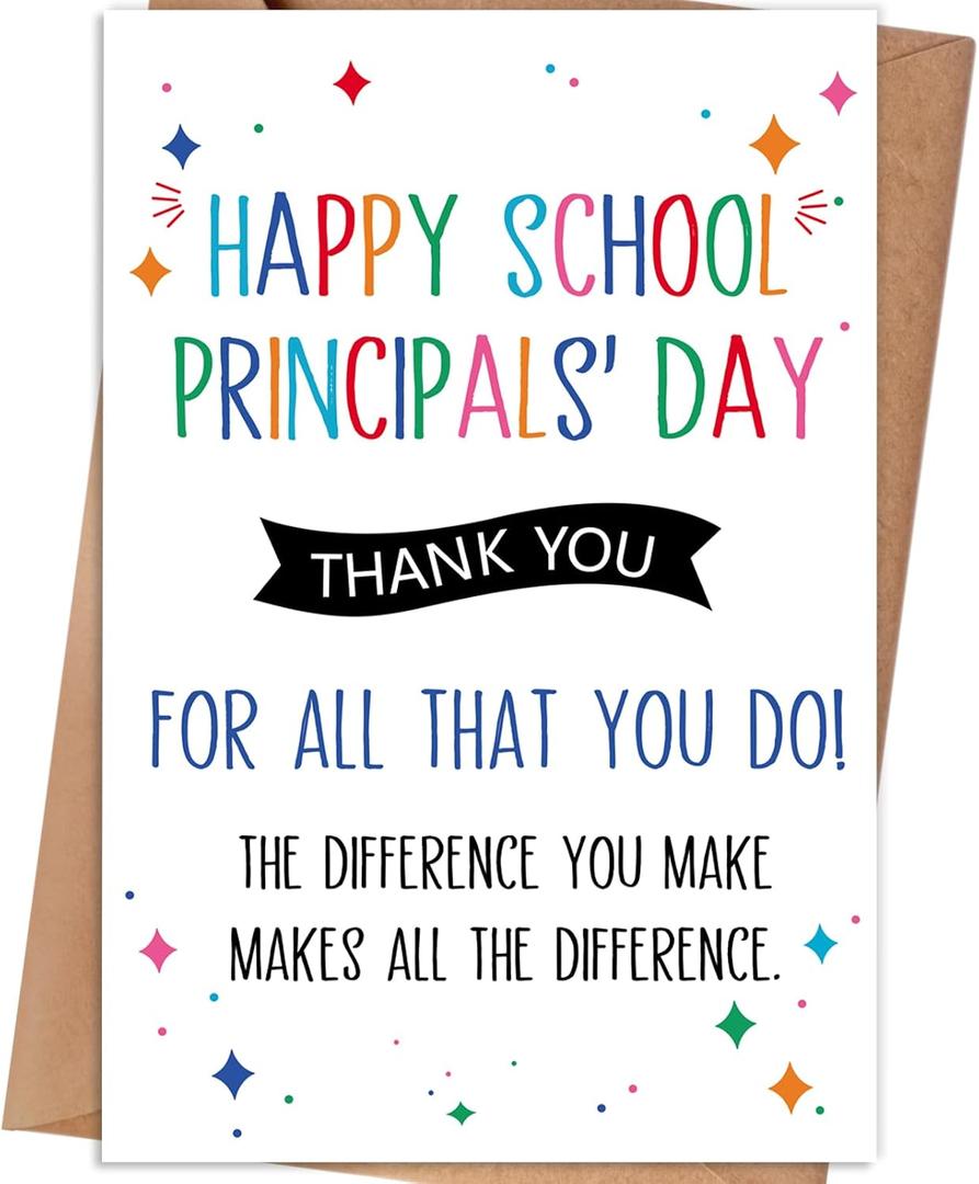 4 x Happy School Principals' Day Card, 8×5.3 inches