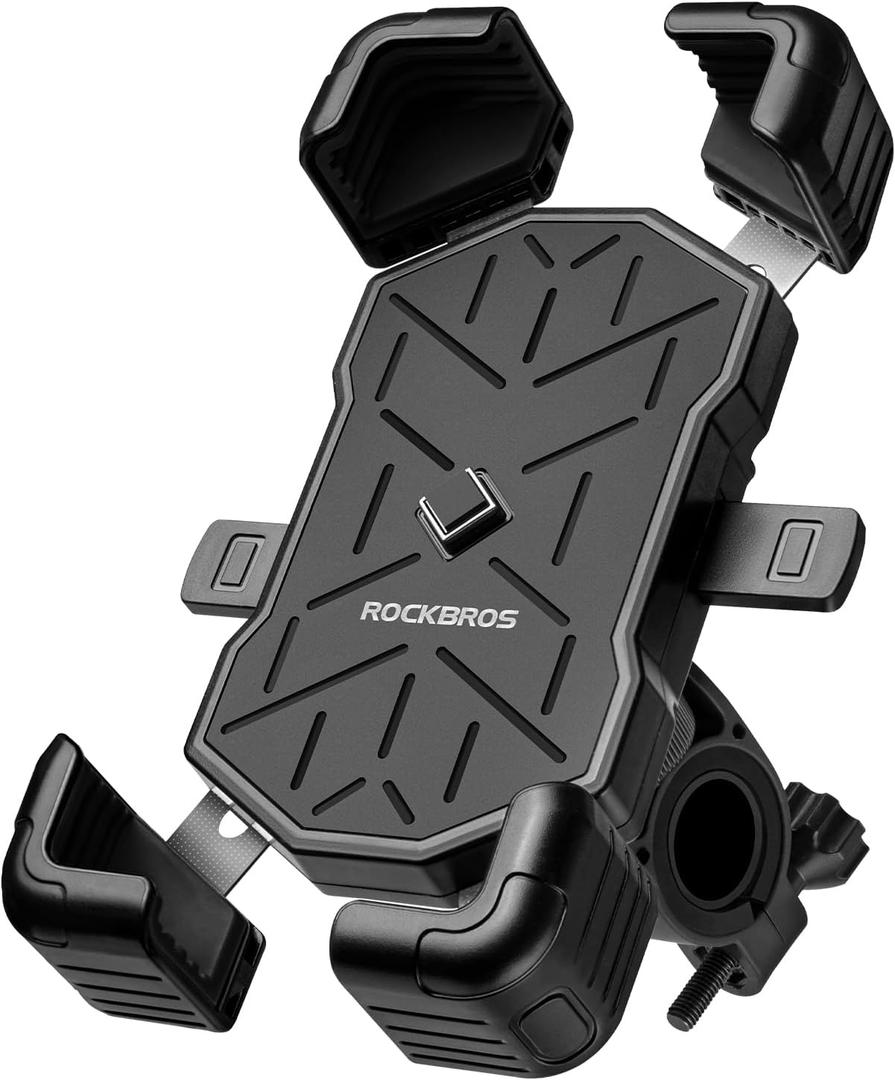 ROCKBROS Bike Phone Holder Mount for 4.5''-7.1'' Phones, Quick Release Handlebar Clamp, 360 Rotatable Motorcycle Mount (Black)