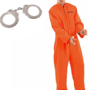 fun shack Men's Prisoner Costume, Orange Jail Inmate Jumpsuit, Adult Prison Outfit for Halloween or Costume Parties