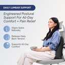 Lumbar Support Pillow for Office Chair - Lower Back Pain Relief Cushion with Adjustable SpineAlign Bolster, Memory Foam Pillow for Car, Couch, Gaming Seats - Dual Straps, Dark Grey