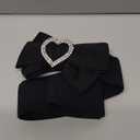 Women's Elastic Heart Rhinestone Bow Belt Stretch Ladies Belts for Dress (Large, Black)