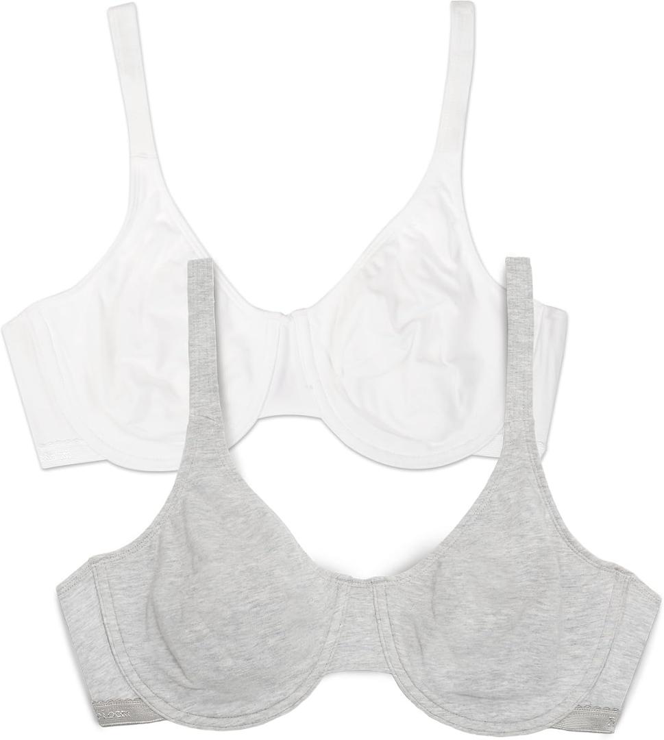 Fruit of the Loom Women's Unlined Underwire Bra - Cotton & Spandex Blend for Natural Shape and Flexibility (White)38D