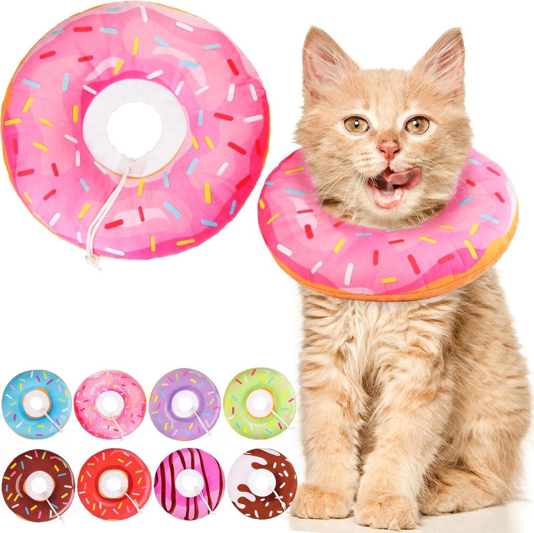 Cat Cone Collar Soft, Adjustable Cat Recovery Collars Spay Cones to Stop Licking, Cute Kittens Donut E Collar After Surgery, Anti-Lick Wound Healing Elizabetan Collars for Kittens (Pink, Small)