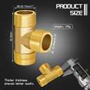 Boltigen 3/4" Heavy Duty Brass Garden Hose Tee - NPT Male x3 w/Swivel Port & 1X Hex Nipples, 3-Way Connector for Faucet to Sprinkler or Car Wash (Male to Female Adapters, Leak-Free)