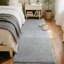 FinRec 2x8 Washable Runner Rugs for Kitchen Hallway Bedroom, Low Pile Thin Rug Solid Color, Non-Slip Carpet Indoor for Home Decor (Pure Light Grey)