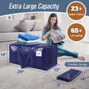 3 Pack Extra Heavy Duty Large Moving Bags with Strong Zipper & Comfortable Handles, Sturdy & Durable Clothes Storage Bags Totes Bins, Blue Packing Moving Boxes for College Supplies, Dark Blue