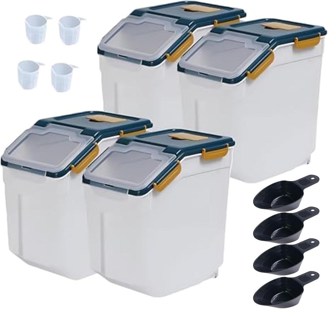 Airtight Flour Storage Container, 25lb 4Pack Blue