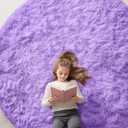 OLANLY Purple Round Rugs for Bedroom - Machine Washable, 7 ft Circle Area Rugs for Living Room, Soft and Fluffy Shaggy Carpet for Teen Girls and Boys, Nursery Rooms, Dorms, Home Decor Aesthetic