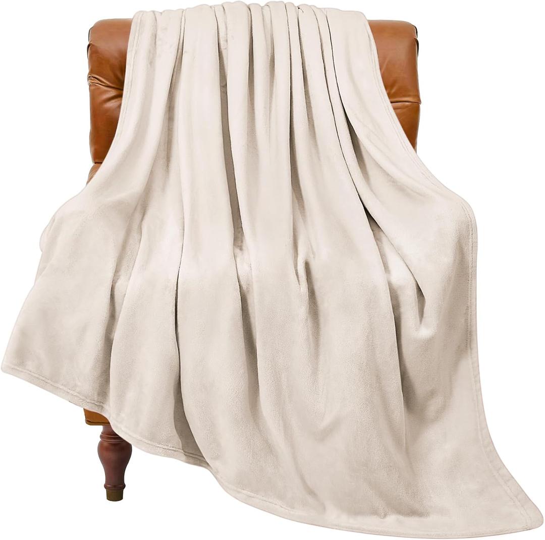 BEDELITE Fleece Blanket Beige Throw Blankets for Couch & Bed, Luxury Plush Cozy Fuzzy Blanket 50" x 60", Super Soft Warm Lightweight Throw Blanket for Travel Camping