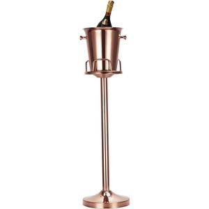 Champagne Bucket with Stand,Ice Bucket with Stand Stainless Steel Bucket Wine Chiller On Stand 12Lb Hammered Tall Ice Bucket Stand for Party Bar Ktv Bbq Home,3ft (rose gold, 1 pack)