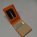 RUNBOX Slim Wallets for Men - Leather Money Clip Mens Wallet - RFID Blocking Front Pocket Bifold Wallet - Thin Credit Card Holder with Gift Box (Carbon Black&Orange)