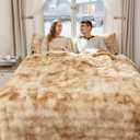 Faux Fur Electric Blanket King Size 100"X90" - Bubble Faux Fur Heated Blanket Fluffy Soft Thick with 6 Heating Levels & 10 hrs Timer Settings, Washable & ETL Certified for Bed, Tie-Dye Beige