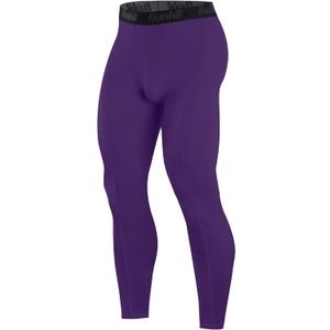 Runhit Mens Compression Pants Running Tights Workout Leggings Athletic Base Layer Pants for Sports Yoga Basketball (Large, Purple)