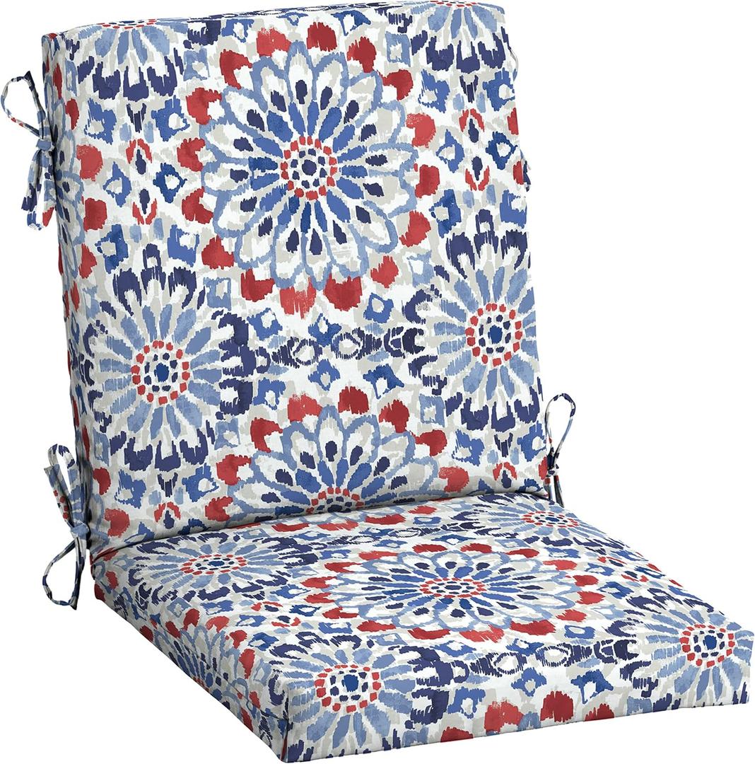 Arden Outdoor Midback Chair Cushion, 18 x 16.5, Clark Blue