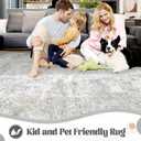 XLUEZ 5x7 Area Rugs for Living Room, Washable Modern Abstract Large Area Rug Neutral Soft Non Slip Kids Rug Stain Resistant Indoor Carpet for Bedroom Nursery Dining Room Playroom(BeigeGrey, 5'x7')