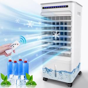 Swamp Cooler, Evaporative Air Cooler with 5L Water Tank,120Oscillation, 4 Ice Pack, 3 Speeds, 7H Timer, Remote & Touch Control, Evaporative Cooler Cooling Fan for Room,Home,Office,Kitchen