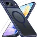 CX-JKFG-Pixel8-BL Magnetic Case for Google Pixel 8 with Screen Protector, [Compatible with MagSafe],Military Grade Drop Protection Slim Translucent Matte Shockproof Phone Cover, Blue