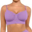 FeelinGirl Bralettes for Women with Support Comfortable Bras No Underwire Seamless Everyday Bras (Purple, XXXL)